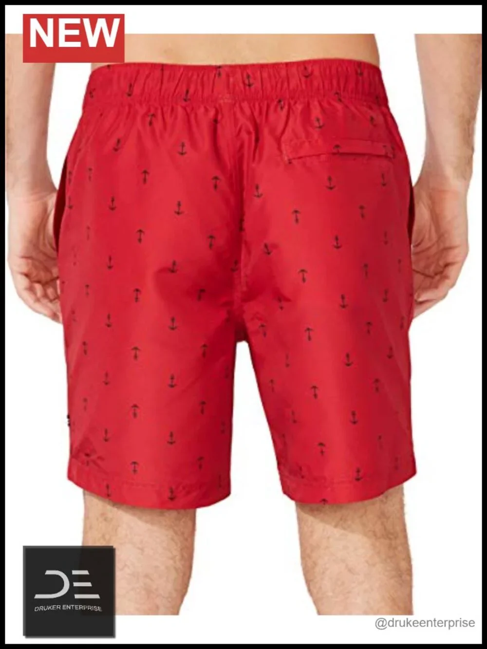 Men's Quick Dry Anchor Print Swim Trunks